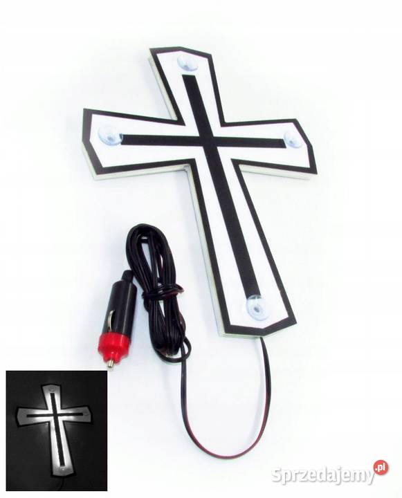KRZYZ LED tablica biały tabliczka krucyfiks Kobierno