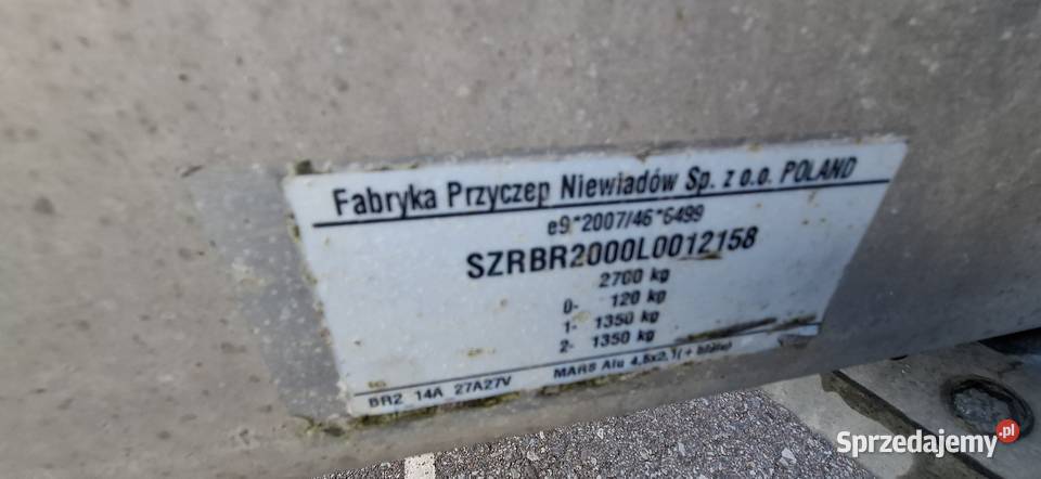 Laweta Niewiadów 2700dmc 2150kg Lawety Przyczepy i naczepy