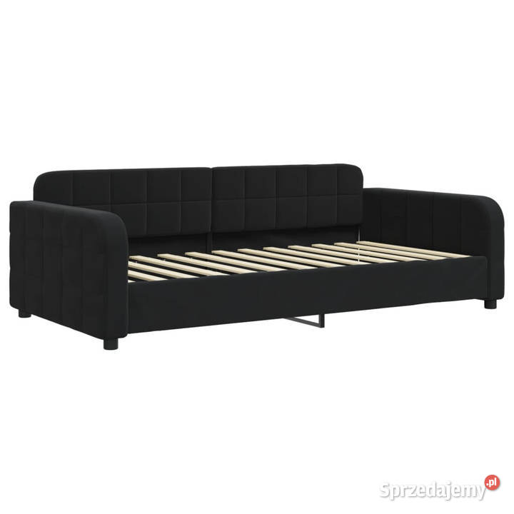 Sofa z funkcją spania czarna obita aksamitem 100cm mazowieckie Warszawa