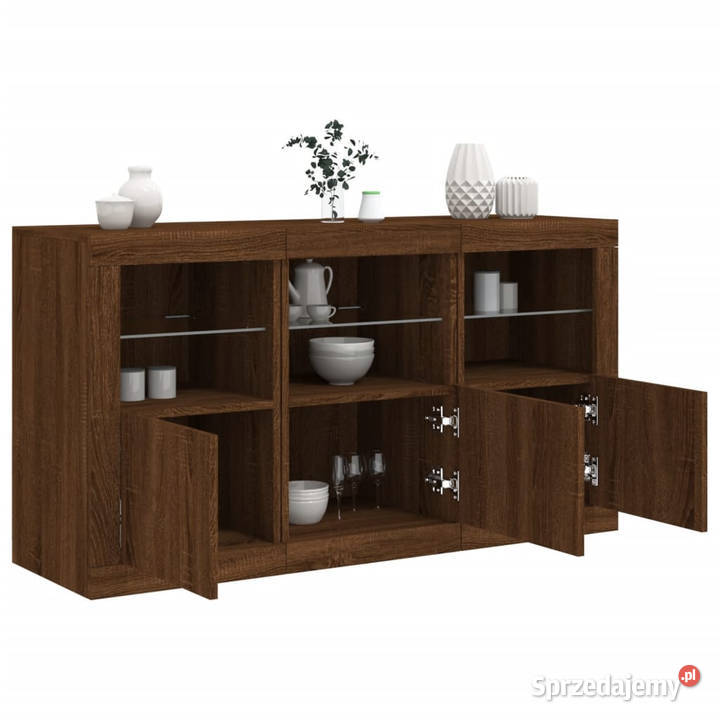 Szafka z oświetleniem LED brązowy dąb 123x37x67 mazowieckie Warszawa