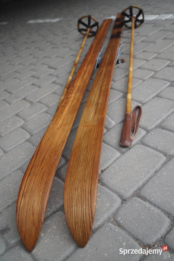 Stare narty jesionowe 197 z kijkami Pruchnik sprzedam