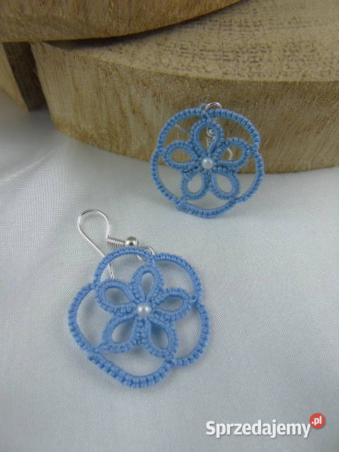 Kolczyki frywolitkowe różne wzory i kolory Wiśniowa