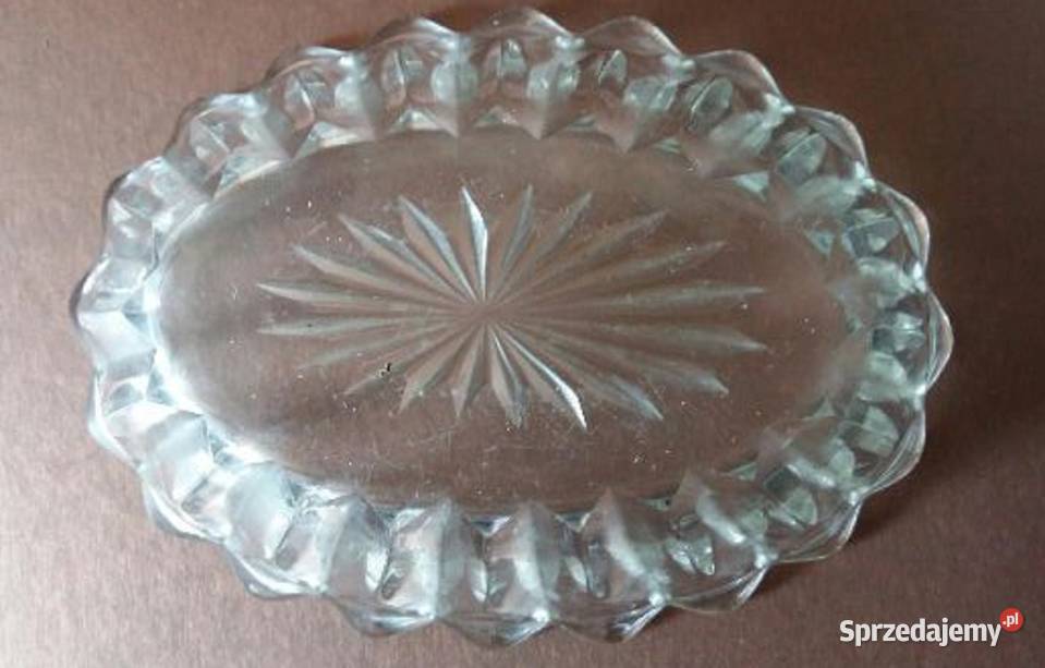 Zabytkowa Owalna Grawerowana Miska Szklanalata Porcelana i szkło