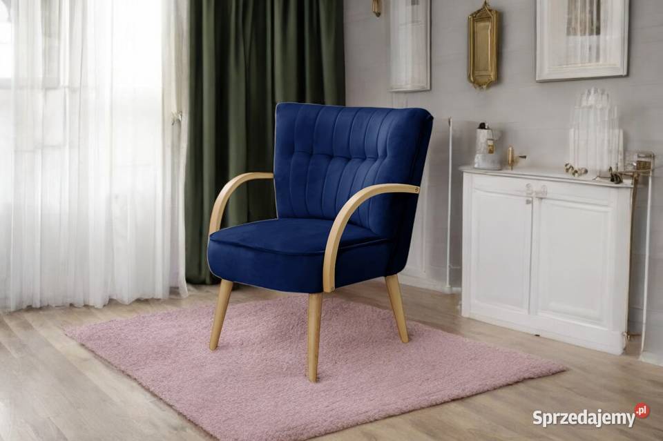 Fotel Tapicerowany Malmo Granatowy Dostawa 0 Fotele
