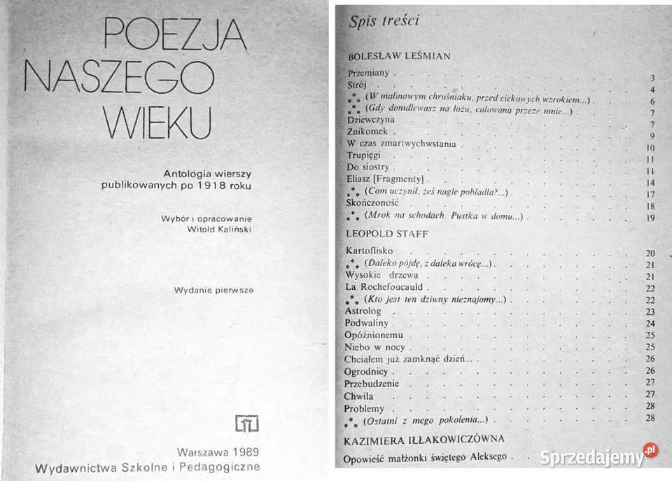 Poezja naszego wieku W Kaliński lubelskie Chełm sprzedam