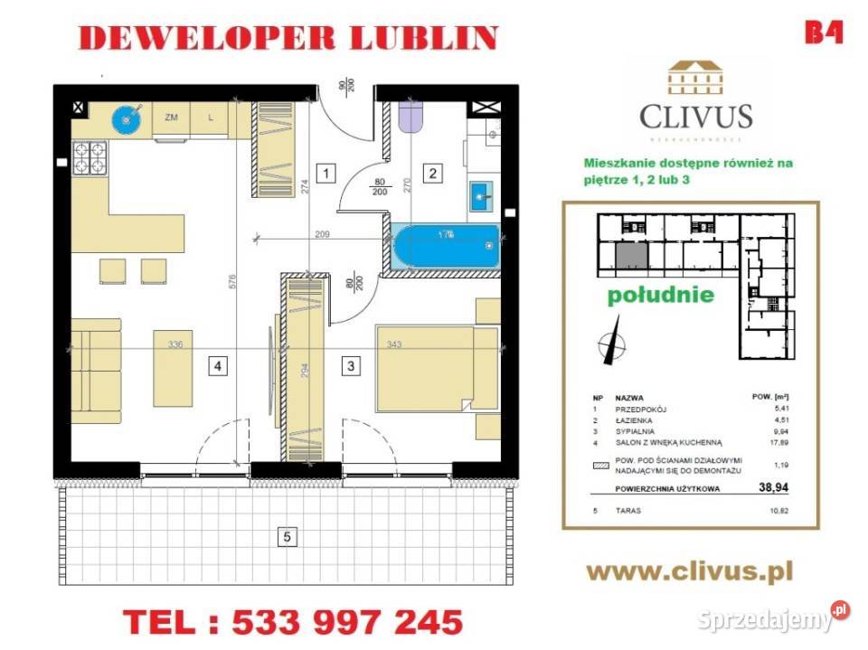 sprzedaży mieszkania 3894m2 2 pokoje Lublin Sprzedaż
