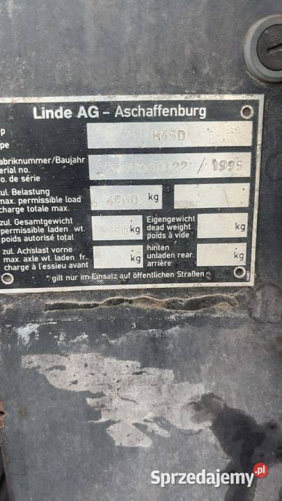 Wózek widłowy Linde H45D diesel 45t udźwigu Wąbrzeźno