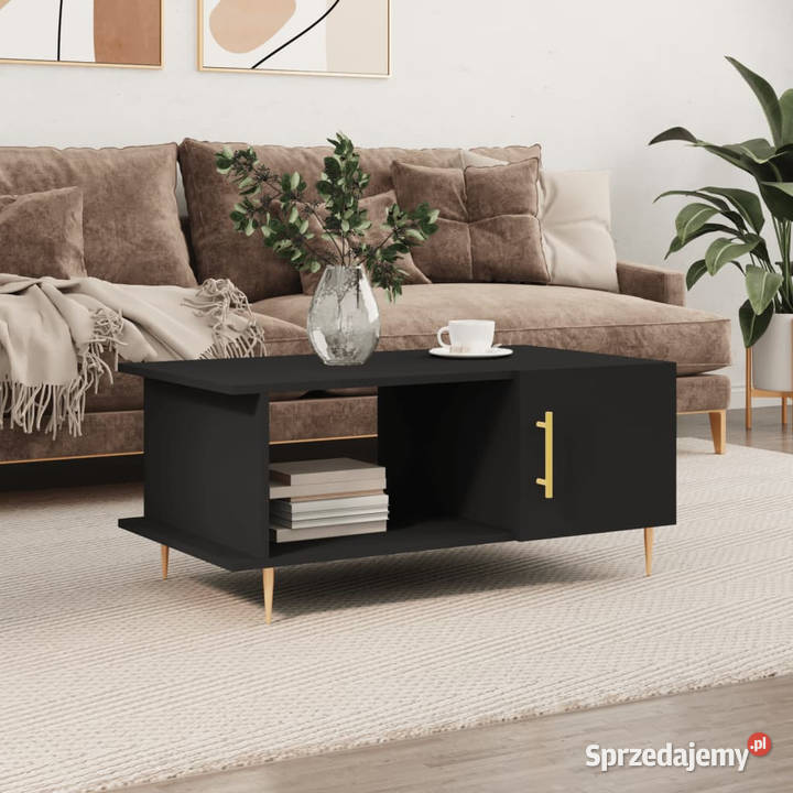 Stolik kawowy czarny 90x50x40 materiał Warszawa