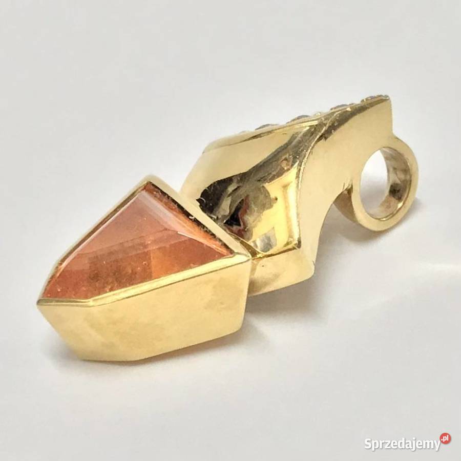 Złoty WISIOREK zawieszka 750 18K TOPAZ IMPERIAL Wisiorki Warszawa