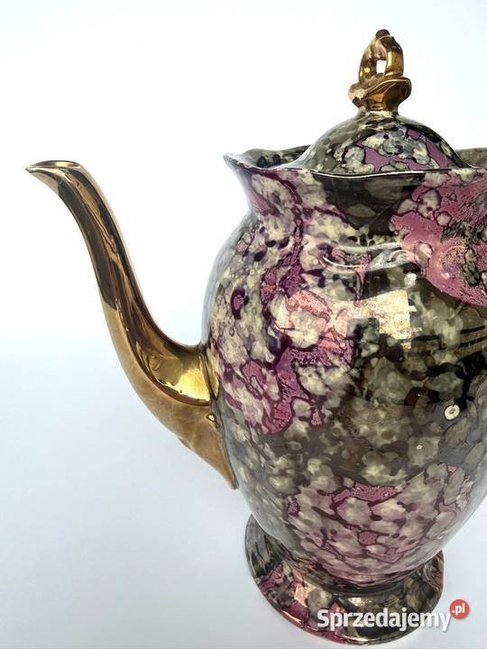 Luksusowy dzbanek Tułowice fioletowy marmurek Porcelana i szkło Antyki, Sztuka, Kolekcje