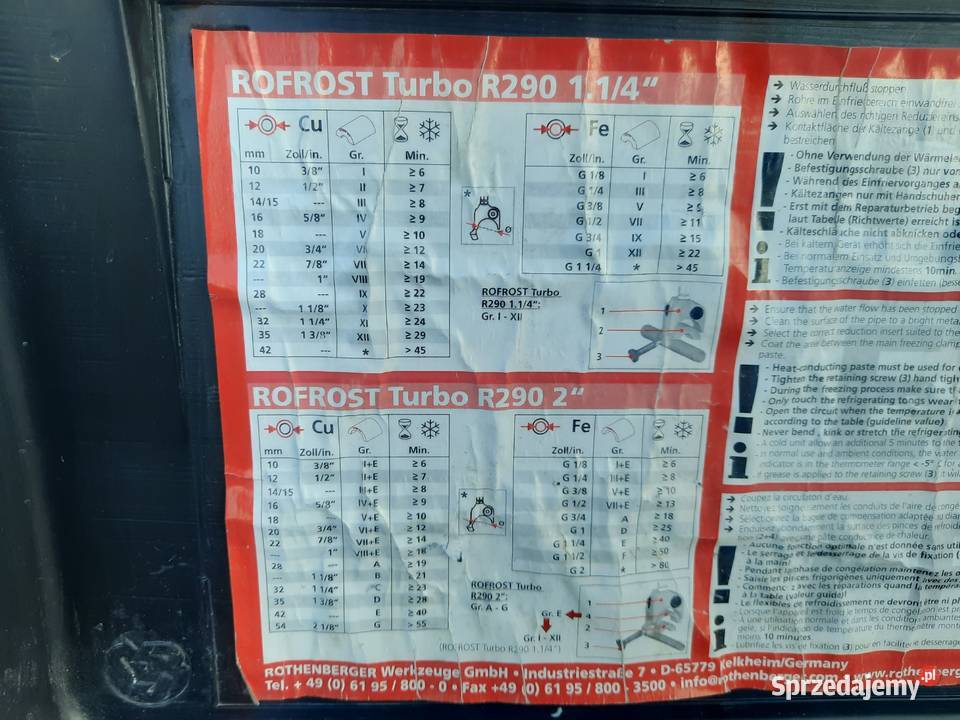 Zamrażarka do rur Rothenberger Rofrost Turbo Opole sprzedam
