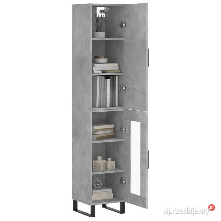 Wysoka szafka szarość betonu 345x34x180 Warszawa
