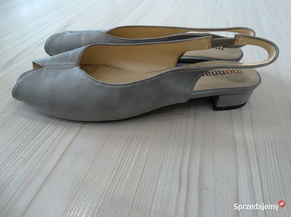 Buty Sandały Skórzane Skóra Naturalna Szare Łomża