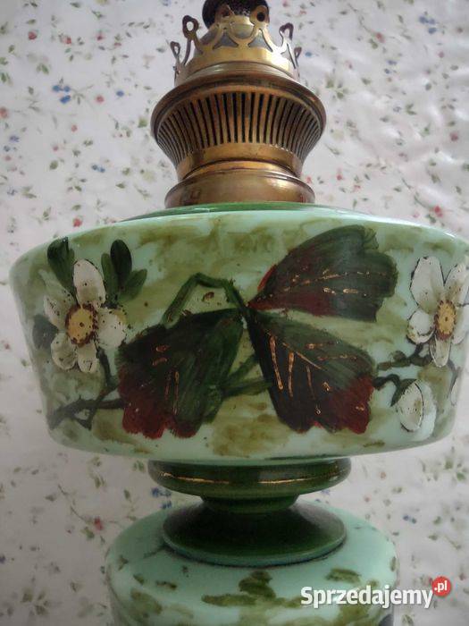 Antyk lampa naftowa LB ręcznie malowana Belgia Gniezno
