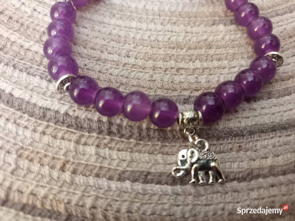 Bransoletka z koralików ametystowych z zawieszką Sosnowiec