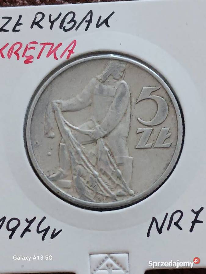 5 Złotych Rybak 1974 r Skrętka 7 Piękne Konin