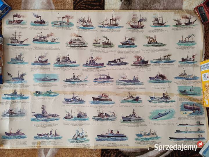 Francuski stary plakat historia marynarki Białystok sprzedam