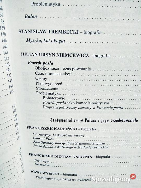 Barok oświecenie szkolne używane księgarnie Warszawa sprzedam