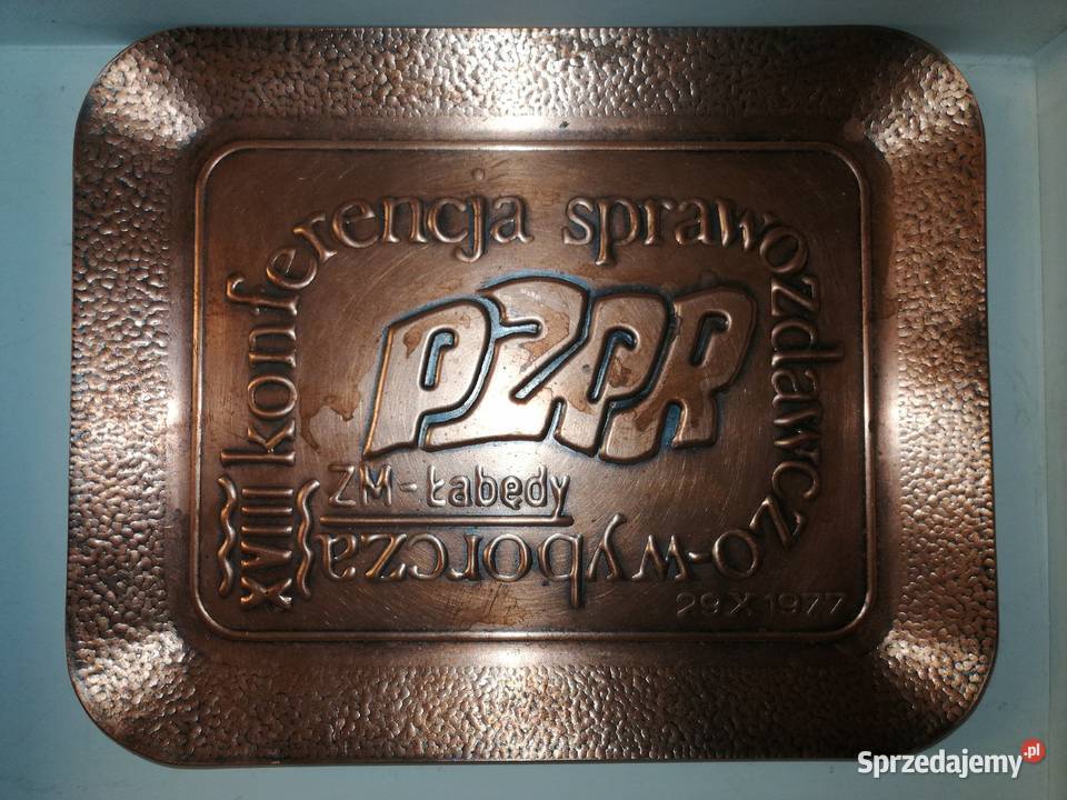 Miedziana pamiątkowa taca PZPR PRL lata 70te ZM małopolskie sprzedam