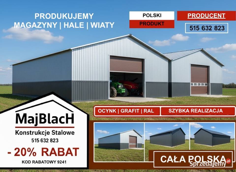 ZŁOTY DĄB Garaż Blaszany 6x6 Blaszak Montaż