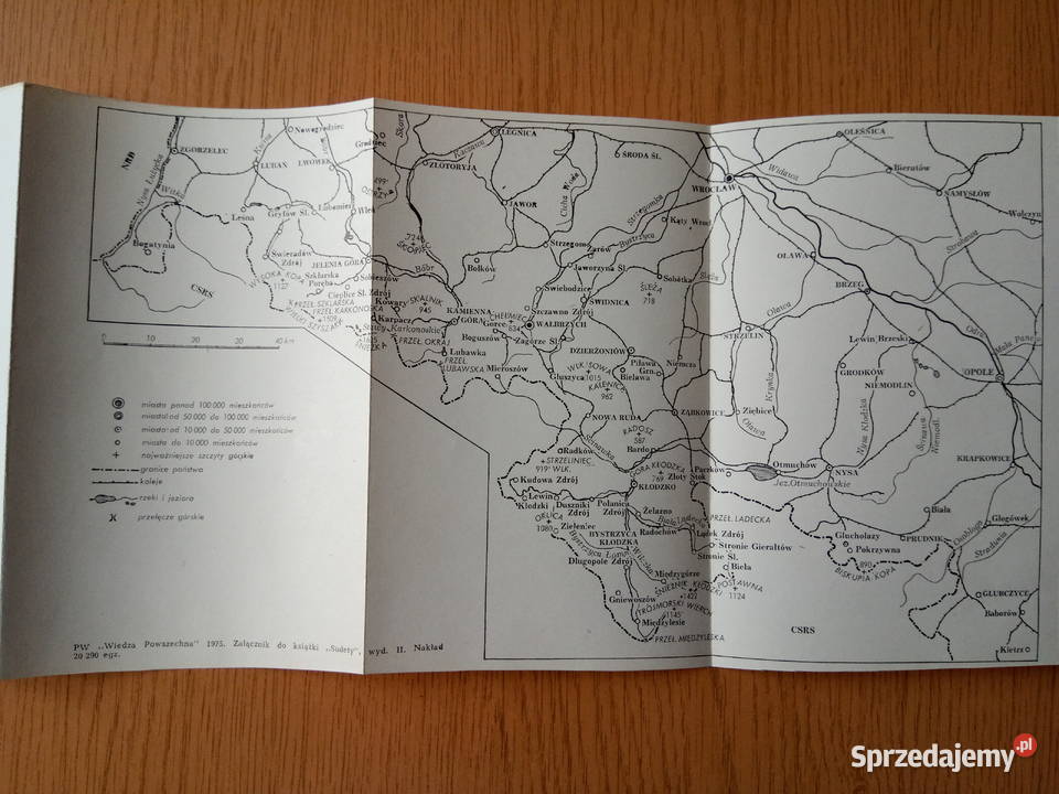 Sudety 1975r Wiedza powszechna Sarosiek Sembrat miękka Mapy i przewodniki Dąbrowa Górnicza