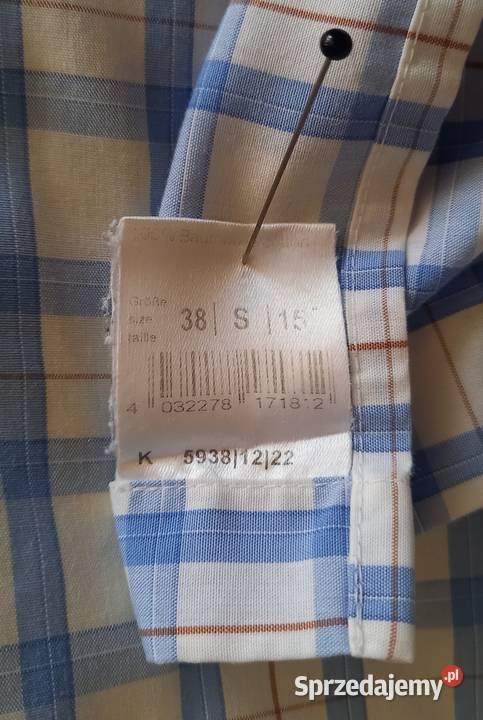 Koszula męska krótki rękaw niebieska krata L Małkinia Górna