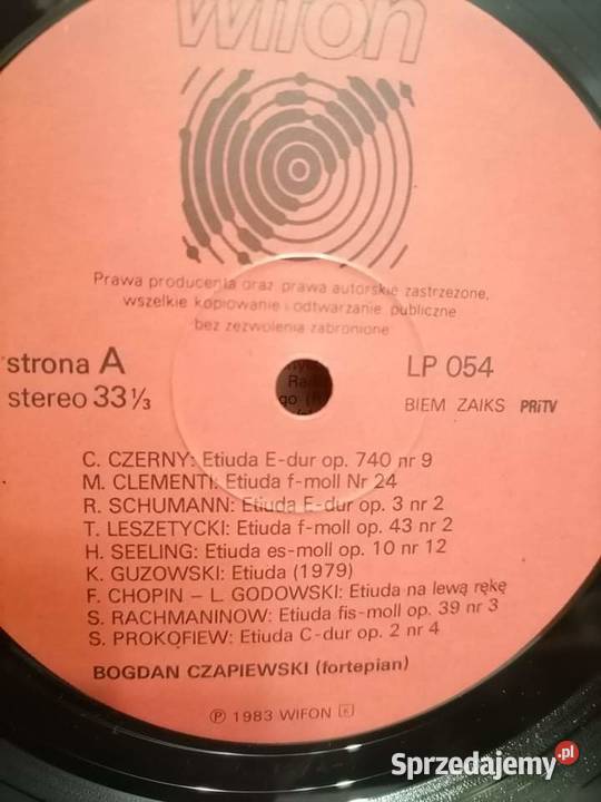 Antologia Etiudy Fortepianowej Bogdan Czapiewski płyta winylowa Wałbrzych