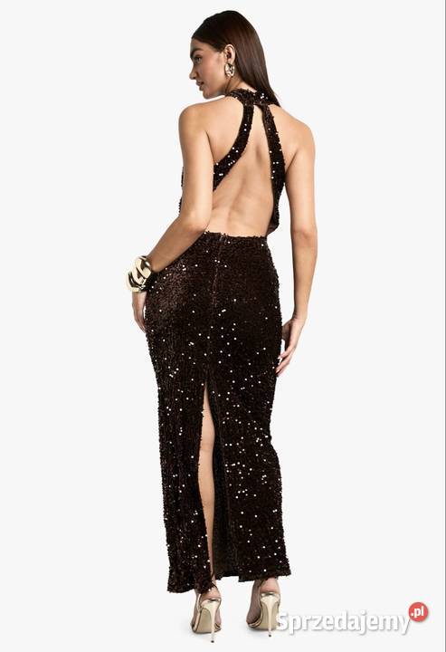 Czekoladowa cekinowa sukienka Warszawa