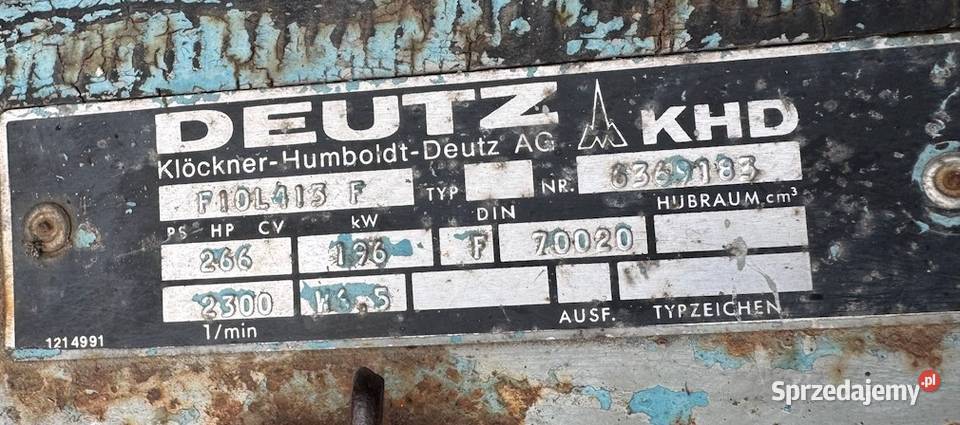 Silnik Deutz Fahr F10L413F V10 266 ładowarki sprzedam