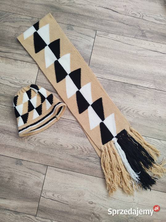 Zestaw Czapka Szalik Wełniany Wool Vintage y2k podkarpackie Jasło