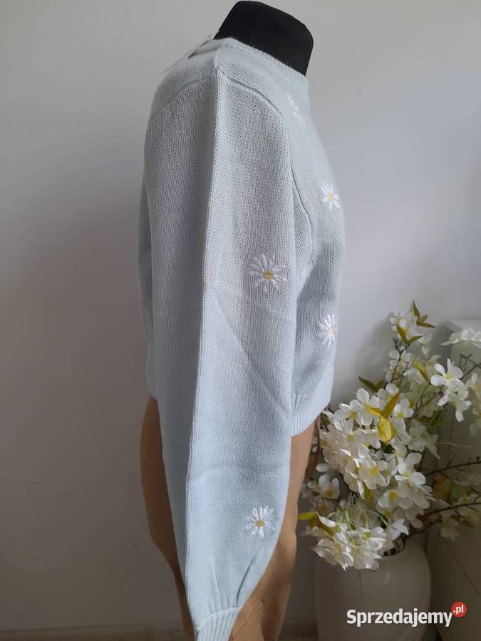 Sweter z wyszywanymi kwiatami HM S H&M