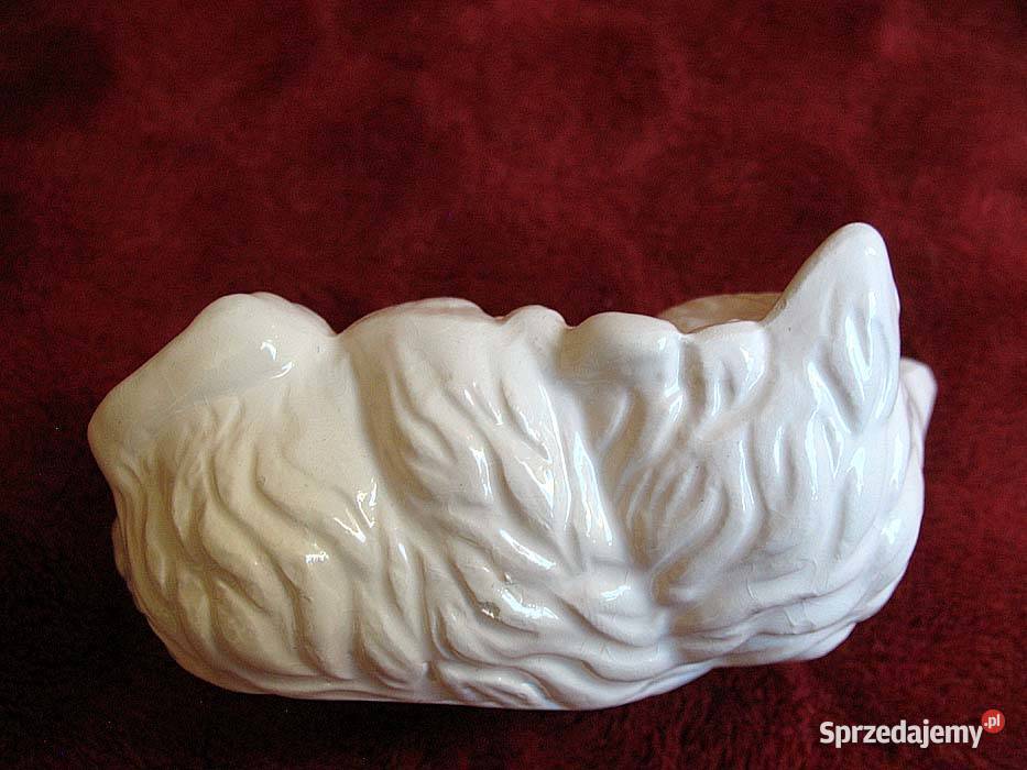 Kot młody kociak leżący porcelana 5 x 10 x 5 biały Siedlce sprzedam