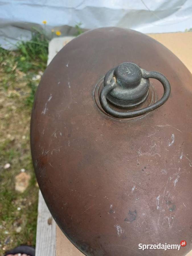 Stary miedziany termofor do ogrzania poscieli Lubań