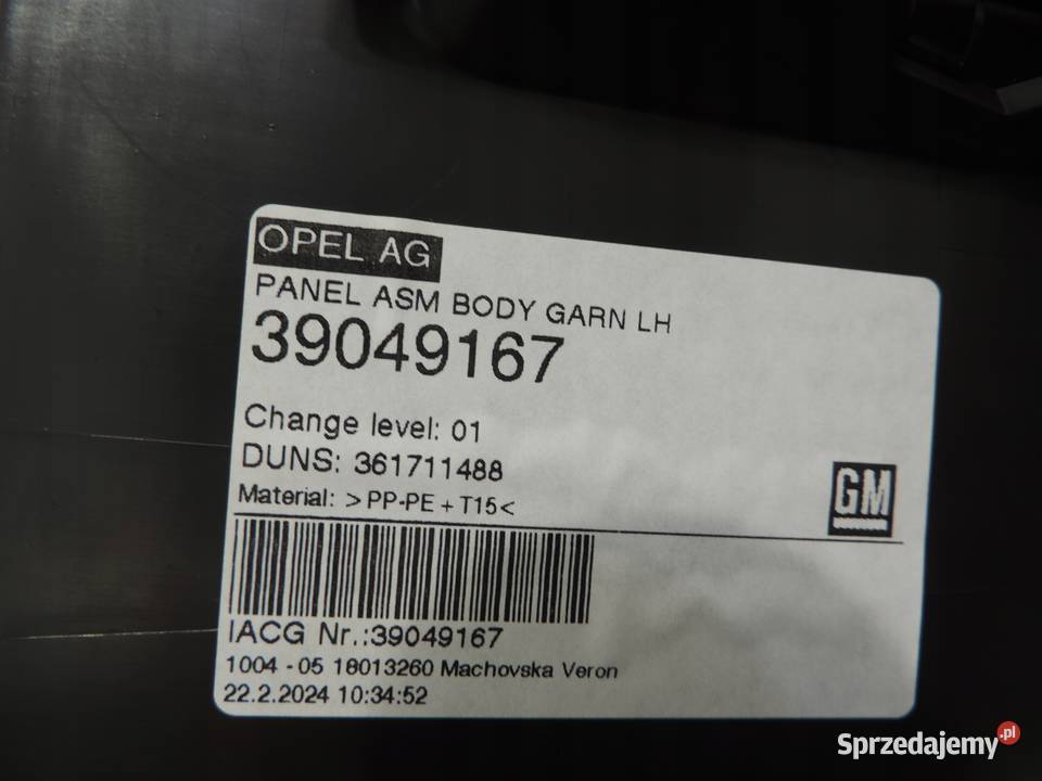 OPEL ASTRA K V HB OSŁONA PASA TYŁ SŁUPKA LEWA kujawsko-pomorskie