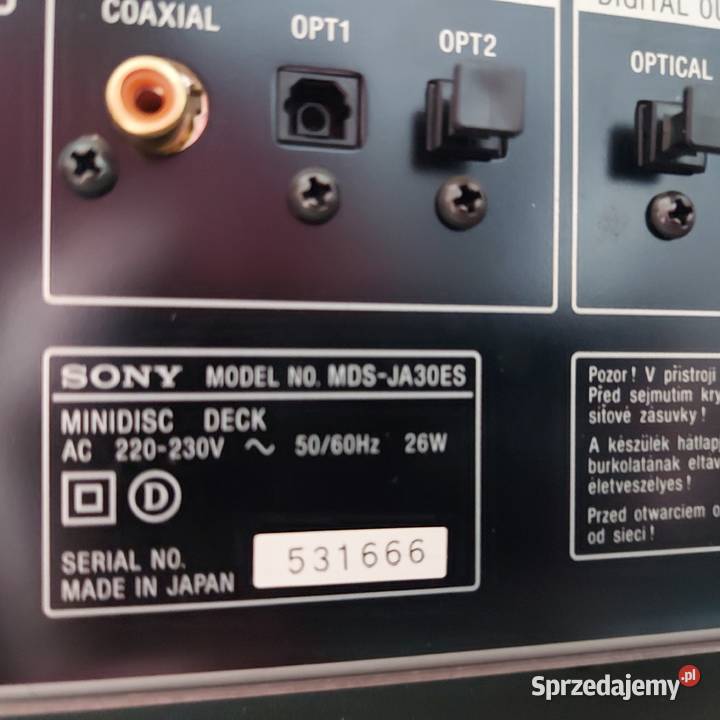 Nagrywarka Minidisc Sony MDS JA 30ES