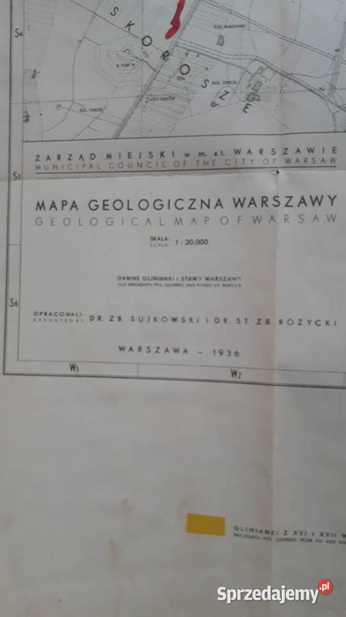 Mapa geologiczna Warszawy Sujkowski 1936 Golczowice