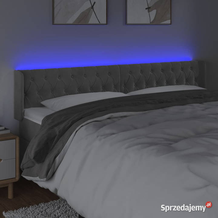 Zagłówek do łóżka z LED jasnoszary 183x16x7888 Warszawa
