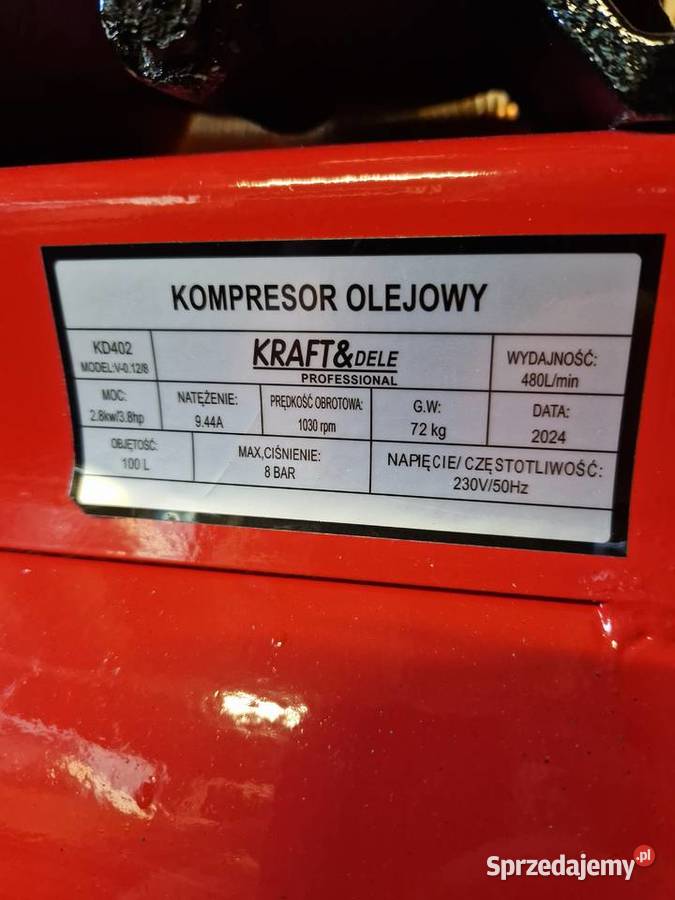 Kompresor olejowy 100L sprężarka 230V dwutłokowy