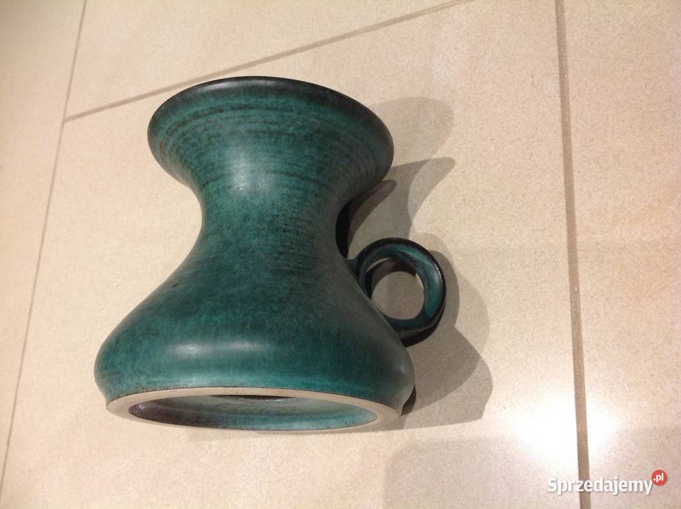 Zielony Ceramiczny Świecznik z Uchwytem odcienie zieleni lubuskie Nowa Sól