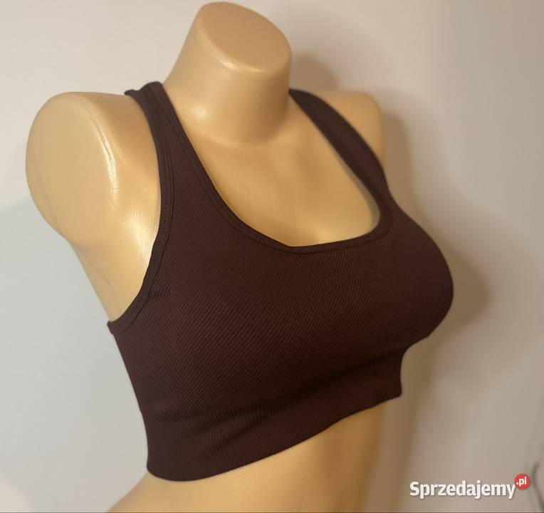 Brązowy top sportowy crop top damski Pruszków