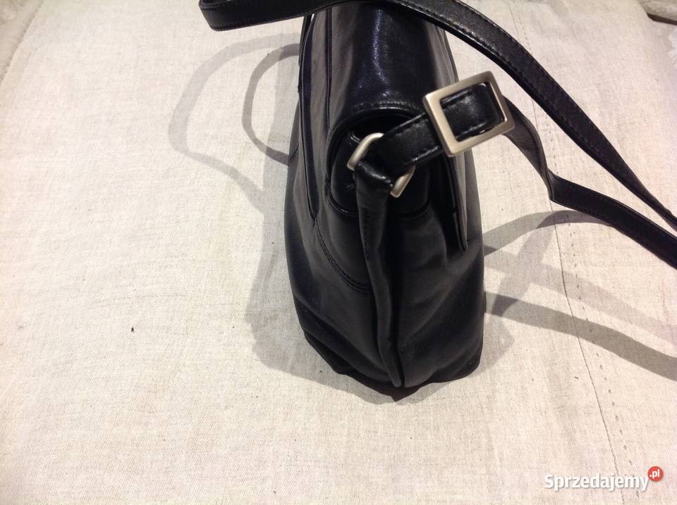 Skórzana Czarna Torebka Damska FANCY na ramię j 31cm Torby i torebki Nowa Sól