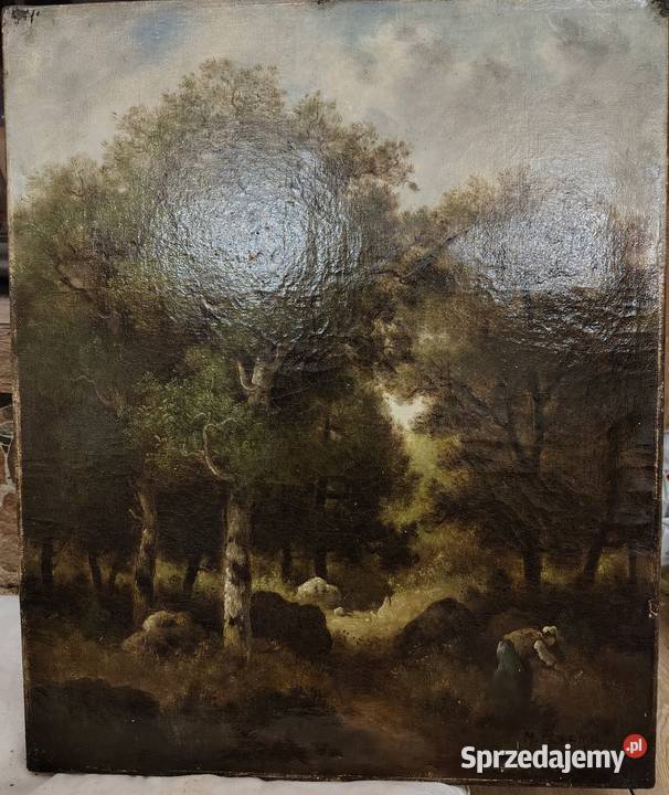 Park stary obraz olejny Kartuzy
