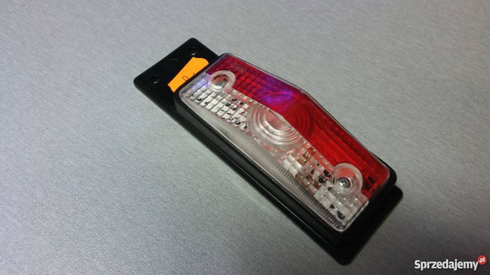 Lampa obrusowa płaska wisząca białoczerwona