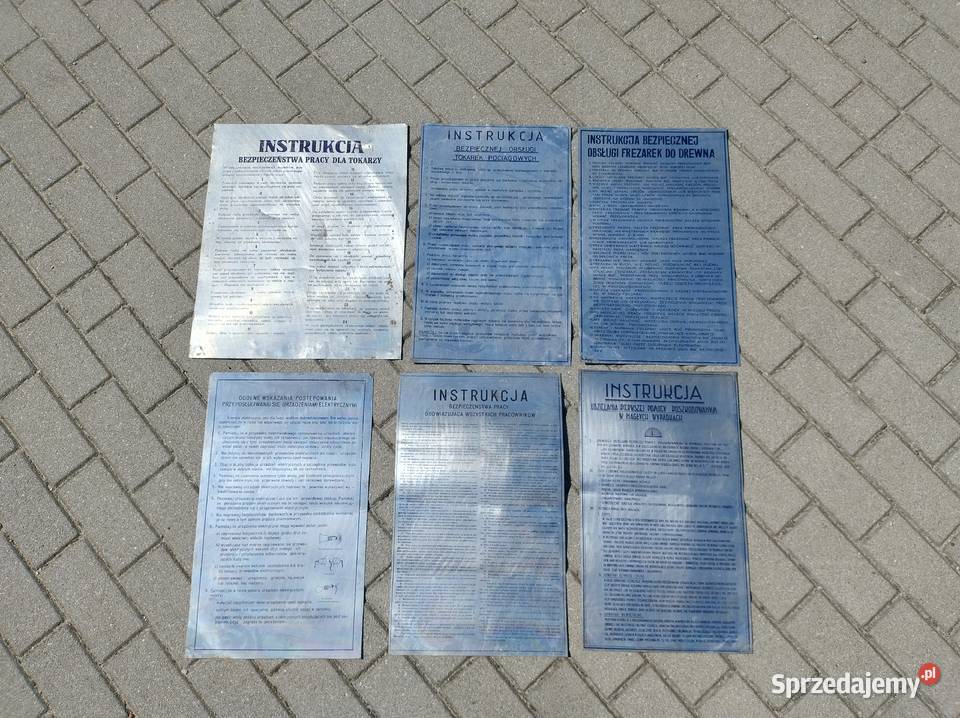 Tablice stanowiskowe BHP PRL Tokarka Frezarka Gdynia