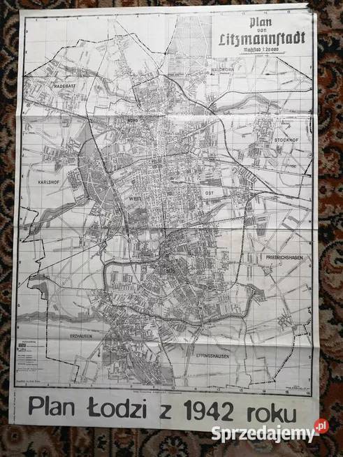 Mapa Plan Von Litz Mannftad Plan Łodzi z 1942 Pozostałe łódzkie