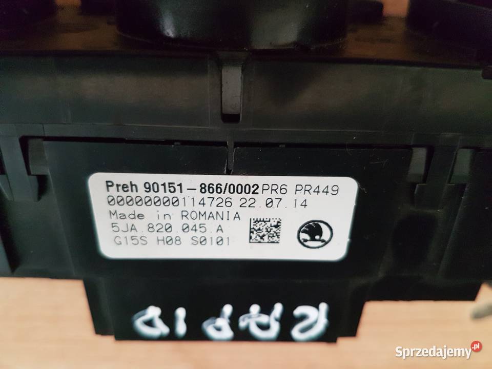 SKODA RAPID PANEL OGRZEWANIA KLIMATYZACJI osobowe Turek