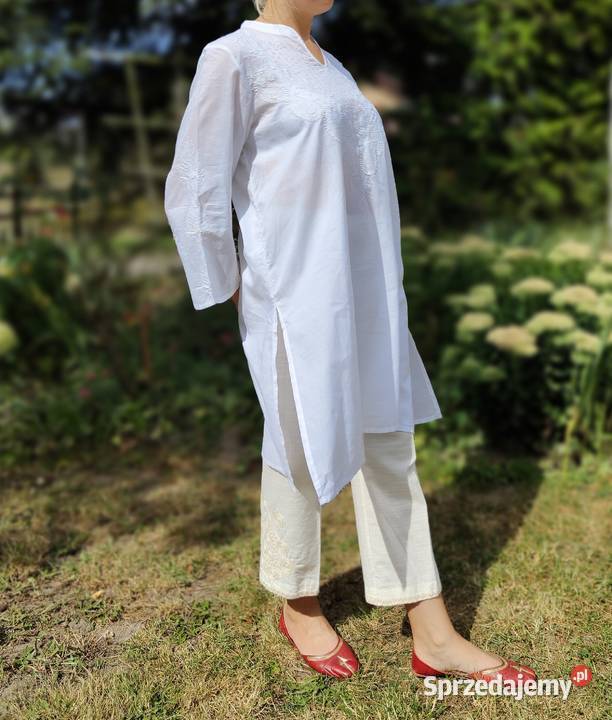 2 Biała tunika bawełniana M 38 haftowana haft Odzież damska Szczecin