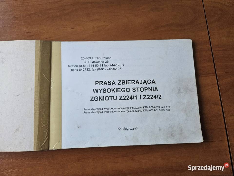 Katalog Prasa Sipma Z2241 Z2242 Leszno