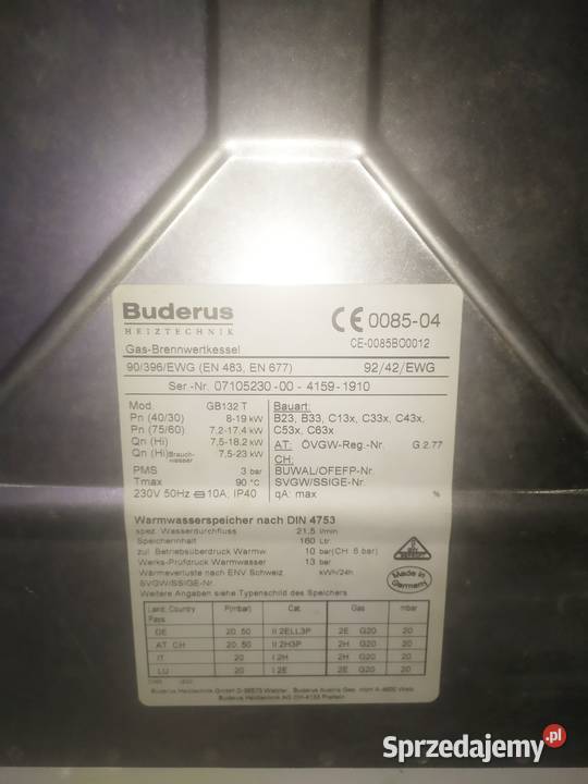 Piec Buderus piecyk dwufunkcyjny gazowy 160 Piece i kominki Szczecinek