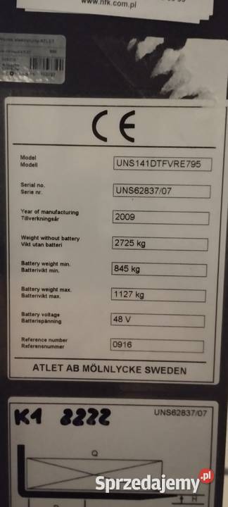 Wózek widłowy Reach Truck Atlet TERGO FORTE Magazynowanie Zgierz sprzedam